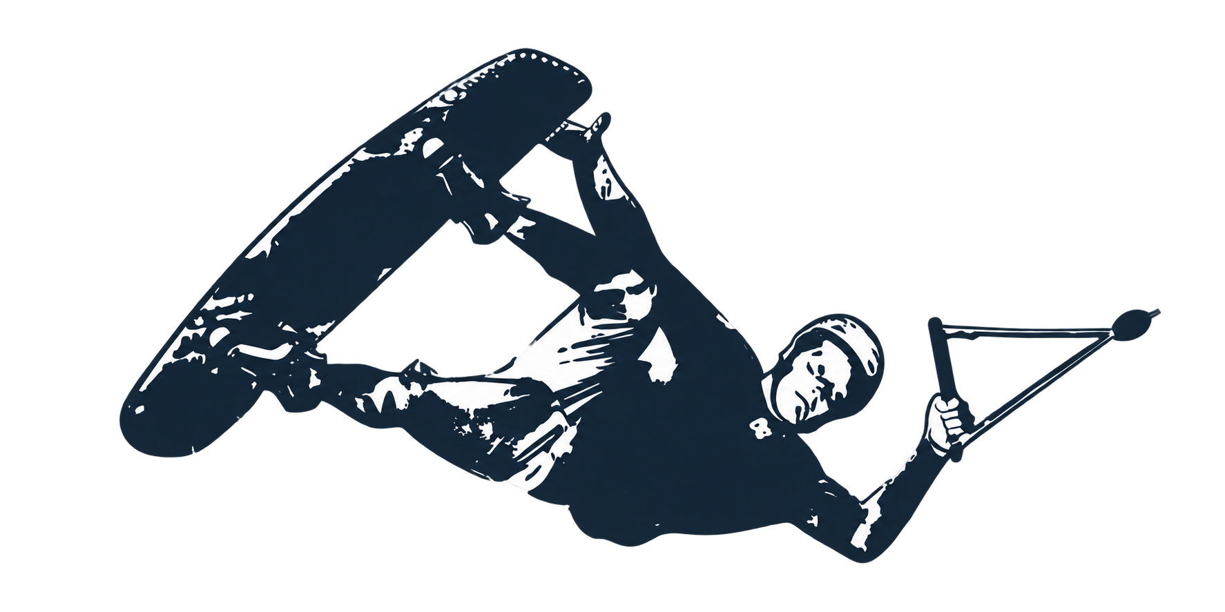 Illustration eines Wakeboarders am Kabel